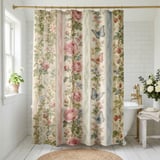 Cottage Bloom Floral Stripe Shower Curtain thumbnail 1
