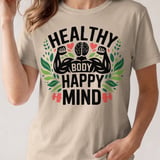 Healthy Body Happy Mind Shirt, Mental Health Fitness Sweatshirt, Workout Graphic Tee, Gym Motivational T-Shirt, Wellness Self Care Gift thumbnail 2
