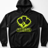 Pickleball Gildan Fleece Hoodie, ADDICTED, Court Pullover Graphic Sweatshirt for Cold Weather Spectating thumbnail 1