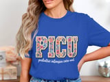 Floral PICU Pediatric ICU Nurse T-Shirt: Retro Flower Intensive Care Unit thumbnail 2