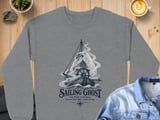 Sailing Ghost Crewneck Sweatshirts Vintage Maritime Sailor Boat Fair Wind Foul Omen Graphic Print thumbnail 10