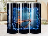 San Francisco 20oz Tumbler Wrap, Golden Gate Bridge, Lightning Storm Design, Full Wrap Seamless Tumbler, Unique Gift, San Francisco Souvenir thumbnail 1