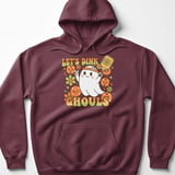 Pickleball Gildan Fleece Hoodie, Let's Dink Ghouls, Retro Halloween Ghost Court Pullover Sweatshirt thumbnail 3
