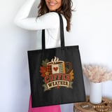 Coffee Weather Sweatshirt, Cozy Fall Coffee Lover Hoodie, Rustic Quilted Patchwork Print Autumn Aesthetic Crewneck, Cute Fall Tote Bag thumbnail 20
