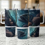 Monster Fish 40oz Tumbler Sublimation Wrap, Deep Sea Angler PNG Digital Download, Scary Ocean Creature Tapered Design, Unique Fisherman Gift thumbnail 10