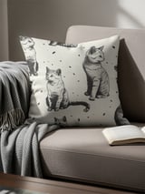 Vintage Cat Sketch Blanket, Woven Blanket  Cat Lover Gift, Cat Decor,  thumbnail 1