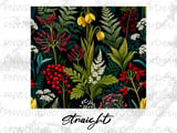 Dark Floral Tumbler Wrap PNG, Botanical Sublimation Design, Seamless 20oz Skinny Tumbler Digital File thumbnail 13