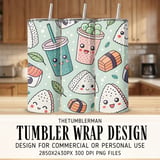 Kawaii Boba Sushi Pattern Digital Design Size Bundle Png thumbnail 1