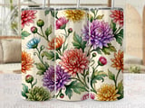 Faux Gold Chrysanthemum Tumbler Wrap PNG | Watercolor Floral Sublimation Design for 20oz Skinny Tumbler Seamless Digital File thumbnail 5