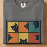 Retro Peeking Cats T-Shirt, Vintage Cat Lover Sweatshirt, Cute Kitty Tee, Funny Cat Mom Gift Shirt for Pet Owners thumbnail 8