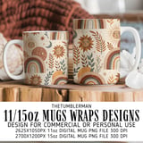 Digital Pattern, Celestial Boho, Rainbow Sun Moon Stars, Digital Bundle, Commercial Use, Planner Stickers, Scrapbooking, Fabric Design thumbnail 4
