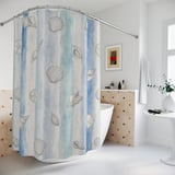 Seashell Coastal Stripe Shower Curtain thumbnail 2