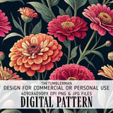 Zinnia Flowers Tumbler Design, Watercolor Floral Digital Paper, Colorful Flower Backgrounds for Junk Journal, Scrapbooking Paper, Tumbler thumbnail 13