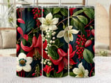 Dark Botanical Tumbler Wrap PNG | Moody Floral 20oz Skinny Sublimation Design Digital Download Seamless File + Car Coasters thumbnail 10