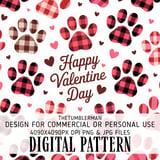 Digital Valentine Pattern, Digital Bundle, Valentines Day, Paw Print Pattern, Dog Paw Print, Plaid Valentine Pattern, Digital Paper thumbnail 1