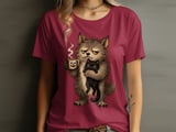 Grumpy Werewolf Coffee Cat Tee thumbnail 4