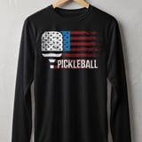 Pickleball Sport-Tek Long Sleeve Tee, PICKLEBALL Patriotic American Flag, UV Protection Sun Shield Shirt thumbnail 1