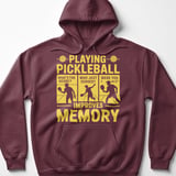 Pickleball Gildan Fleece Hoodie, Playing Pickleball Improves Memory What's The Score, Court Pullover thumbnail 3