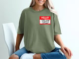 Happy Hour T-Shirt, Funny Hello My Name Is Drinking Shirt, Cocktail Bar Party Tee, Bachelorette Friend Gift thumbnail 1