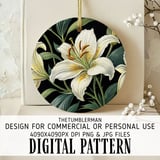 White Lily Tumbler Design, Digital Paper, Floral Backgrounds, Junk Journal Pages, Printable PNG, Scrapbooking Paper thumbnail 3