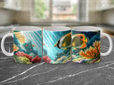 Tropical Ocean Fish Mug Wrap Digital Design | Colorful Underwater Coral Reef Sea Life Sublimation PNG for 11oz 15oz Cups thumbnail 11