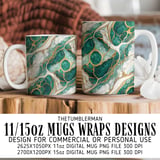 Emerald Gold Marble Tumbler Design, Digital Paper, Watercolor Flowers, Floral Backgrounds, Junk Journal, Printable PNG, Scrapbooking thumbnail 4