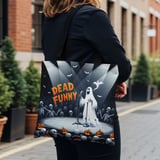 Halloween Tote Bag, Dead Funny Ghost Stand Up Comedy, Skeleton Audience, Pumpkin Seats, Bats, Spooky Season, Unique Halloween Tote Bag thumbnail 1