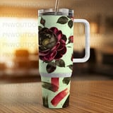 Dark Rose Tumbler Wrap, 40oz Tapered Sublimation Design, Seamless Floral Digital Download, Distressed Rose Pattern, Tumbler Design thumbnail 5