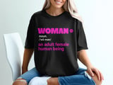 Woman Definition T-Shirt, Feminist Graphic Tee, Adult Female Human Being Shirt, Empowerment Pink Typography Top, Aesthetic Gift for Her thumbnail 2