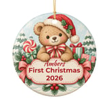 Baby First Christmas Ornament, Custom Teddy Bear Keepsake, Personalized Name Holiday Ornaments, Vintage Baby Xmas Decor, New Parent Gift thumbnail 3
