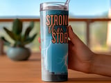 Stronger Than The Storm Tumbler Wrap Digital File, Patriotic Liberty Lightning 20oz Skinny Tumbler PNG Design, Motivational Resilience Art thumbnail 4