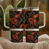 Red Poppy Tumbler Design, Floral Digital Paper, Watercolor Flowers, Tumbler Png, Junk Journal Pages, Digital Scrapbooking Paper thumbnail 9