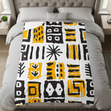 Abstract Mudcloth Pattern Velveteen Blanket, Boho African Design Throw Pillow, Geometric Black Yellow White Woven Blanket, Eclectic Home thumbnail 9