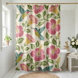 Artisanal Hummingbird Bloom Shower Curtain thumbnail 1