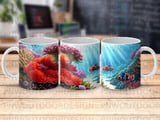 Vibrant Ocean Clownfish Mug Sublimation Wrap Digital Download, Under the Sea Coral Reef 11oz 15oz Design thumbnail 1