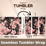 Pink Cherry Blossom Tumbler Design, Floral Tumbler Png, Watercolor Flowers Digital Papers, Junk Journal Pages, Scrapbooking Paper Digital thumbnail 7