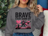 Cancer fighting t-shirt, Brave Every Damn Day Superhero, Heart City T-Shirt, Cancer Awareness Tee, Inspirational Support T-shirt thumbnail 1
