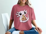 Kawaii Axolotl Pizza Lover T-Shirt thumbnail 5