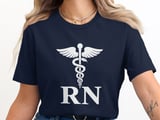 Registered Nurse Rod of Asclepius T-Shirt: Medical Profession Healthcare RN Tee thumbnail 3