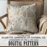 Digital Pattern, Bunny Digital Bundle, Floral Pattern, Rabbit Design, Seamless Pattern, Digital Paper, Commercial Use, Print File, Easter thumbnail 5