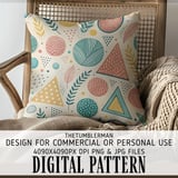 Abstract Geometric Digital Pattern, Digital Bundle, Leaf Pattern, Circle Triangle Pattern, Digital Paper Pack, Seamless Pattern, Digital thumbnail 5