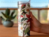 Seamless Botanical Tumbler Wrap PNG Digital Download for 20oz Skinny Sublimation, Vintage Floral Design File thumbnail 4