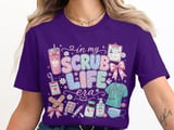 In My Scrub Life Era Coquette Bow Nurse T-Shirt: Funny ER ICU Design thumbnail 9