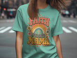 Faith Filled Mama Retro Christian Design | Groovy Rainbow Cross Digital Graphic | Vintage Style Spiritual Other thumbnail 5