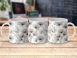 X-ray Flower Mug Sublimation Wrap, Ethereal Botanical Digital Design for 11oz 15oz Cup, Minimalist Ghosted Floral PNG, Instant Download thumbnail 1