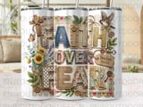 Faith Over Fear Tumbler Wrap PNG, 20oz Skinny Sublimation Digital Design, Christian Scripture Isaiah, Shabby Chic Collage Gift thumbnail 1