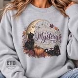 Vintage Black Cat PNG Celestial Moon Halloween Graphic, Whimsigoth Autumn Pumpkin Witchy Clipart, A Little Mystery Never Hurt Fall Design thumbnail 20
