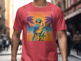 Tropical Parrot Sunset Beach T-Shirt, Vibrant Macaw Bird Tee, Island Life Vacation Shirt, Nature Lover Gift for Her, Beach Summer Apparel thumbnail 4