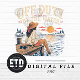Off-Duty By The Water Digital PNG for Sublimation | Lake Life Sunset Dock Relaxation Design | Summer Vacation Craft File thumbnail 1