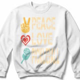 Pickleball Gildan Crewneck Sweatshirt, Peace Love Pickleball, Court Warm Up Retro Graphic Apparel thumbnail 2